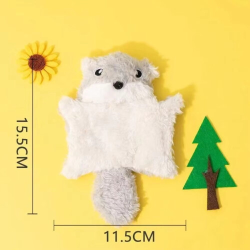 Brinquedo de pelúcia de esquilo voador para cachorro com apito e som de papel amassado. 2