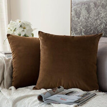 Housses de coussin en velours 50 x 50 cm (lot de 2), couleur chocolat
