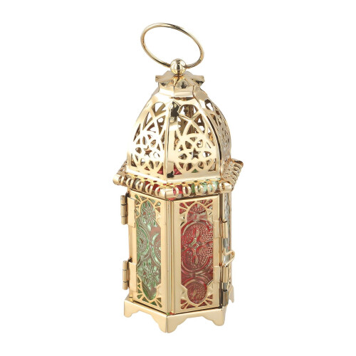 Iron and Glass Gold Lantern Tealight Holder