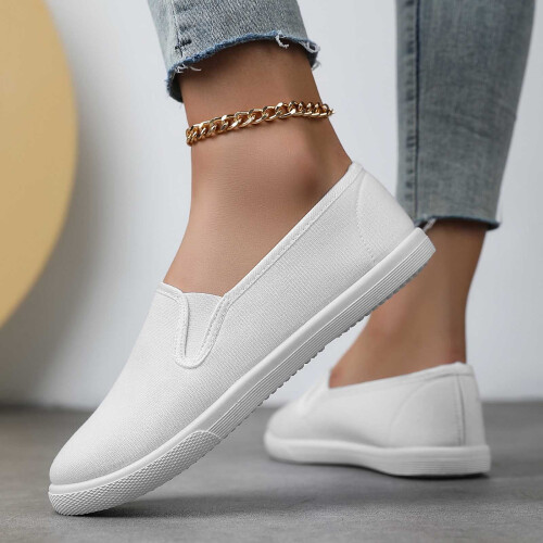 Γυναικεία casual παπούτσια, μοντέρνα, unisex, φλατ, άνετα, sneakers από καμβά, για καθημερινή 1
