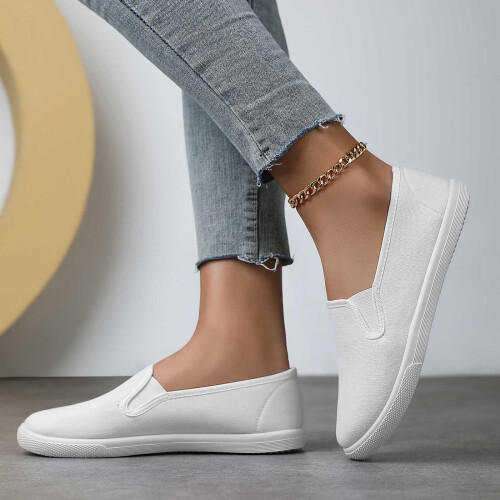 Γυναικεία casual παπούτσια, μοντέρνα, unisex, φλατ, άνετα, sneakers από καμβά, για καθημερινή 2