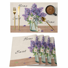 Manteles individuales Lavender Daisy con textura de lino antideslizantes (juego de 1)
