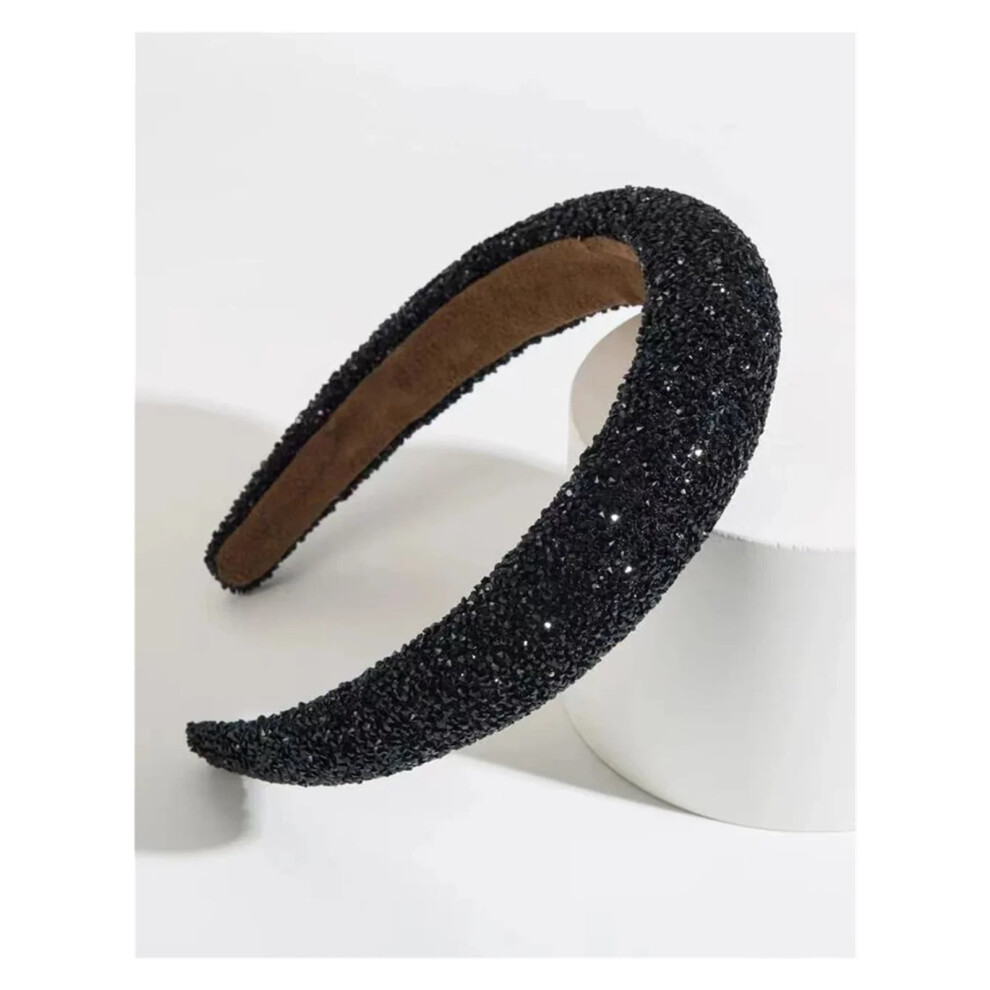 Beaded Crystal Pearl Headband Women Wide Baroque Hair