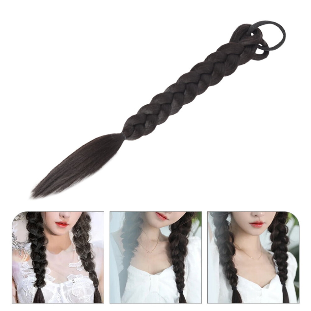 Unisex Black Synthetic Braided Ponytail Extension Â Wrap-Around