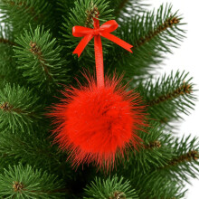 10pcs Red Faux Fur Christmas Pom Pom Ornaments