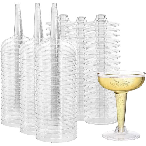 75-pack 4oz plast champagneglas i coupé