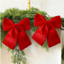 Red Polyester Pre-Tied Christmas Bow for Tree, Door & Wreath