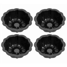 4-tommer nonstick mini bundt kageforme i sort kulstofstål 4 stk.