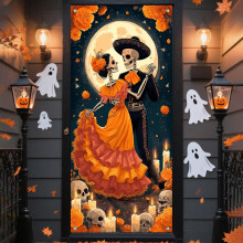 Capac pentru uși cu schelet de nuntă Dia de los Muertos Halloween