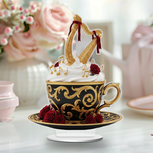 Hjerteformet akryl tekopp ornament, Valentinsdagsgave