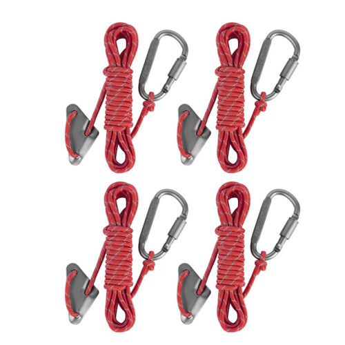 4er-Pack reflektierende Zeltabspannleinen mit Aluminiumspanner