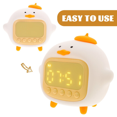 Digital Alarm Clock 1Set with Night Light, White Silicone, Creative Cute Design for Home Use 2