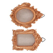 Lot de 2 mini cadres photo en résine dorée pour mur ou table