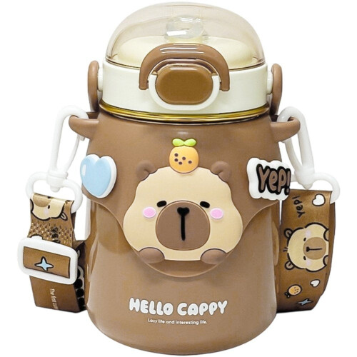 Isolierte Wasserflasche mit Capybara-Motiv, 500 ml