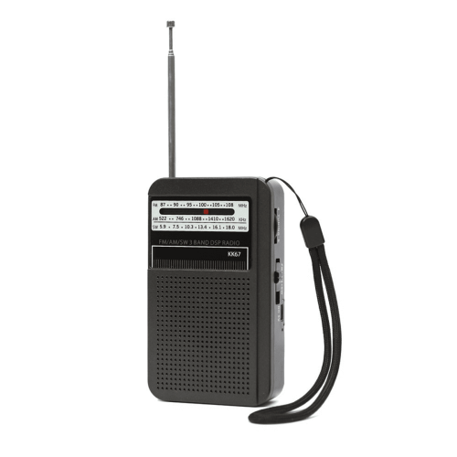KK67 Handradio mit eingebautem Lautsprecher, SW/AM/FM, schwarz