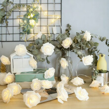 Romantic Rose LED String Lights - 6M/20FT Wedding Bedroom Decoration, White Valentine's Day Party Lights for Proposal Anniversary