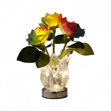Lampe de nuit en verre rose, sans fil, à LED à couleurs changeantes et à intensité variable