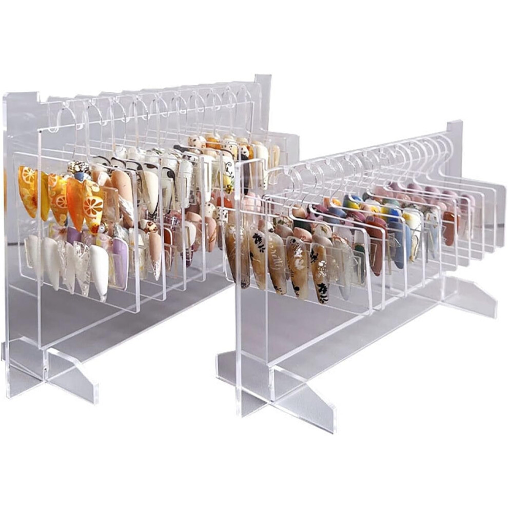 ABPETE Nail Art Display, Acrylic Hanging Transparent Nail Hanger Display Stand Nail Sample Display Stand with 10pcs Hanger