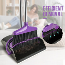 Balai vertical violet et pelle à poussière combinés en acier inoxydable1