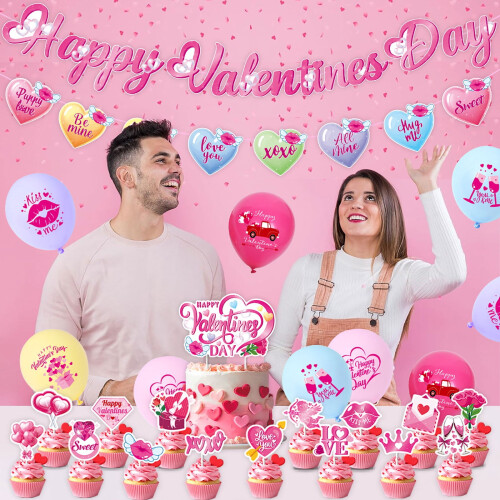 Valentine's Day Party Decorations Kit with Hearts and 1