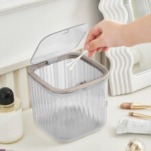 Mini poubelle de bureau avec couvercle Ă pression, blanche et grise, 2 tailles