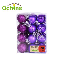 Purple Plastic Christmas Ball Ornaments Shatterproof 24