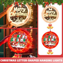 14" Round Christmas LED Hanging Lights, Indoor Window Decor, Creative Letter Ornaments – Compatible with Standard Outlets