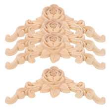 OULII beige wood applique set romantic rose design 4-piece