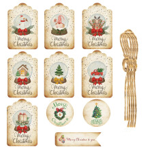 Vintage Christmas gift tags with string 60-pack