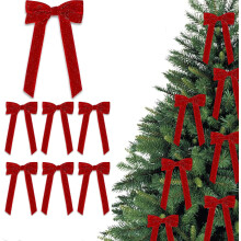 7 rote Samt-Weihnachtsschleifen, 8,5 x 4,1 Zoll