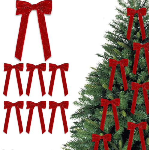 Laços de Natal de Veludo Vermelho 8,5 x 4,1 polegadas