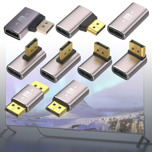 8K@60Hz Right Angled 1.4 Adapter 8K 90 Degree Adapter Right Angled Adapte for PC 1