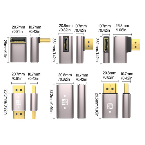 8K@60Hz Right Angled 1.4 Adapter 8K 90 Degree Adapter Right Angled Adapte for PC 2
