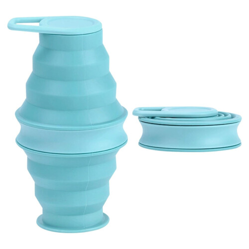 Gobelet de voyage pliable en silicone 350 ml rose