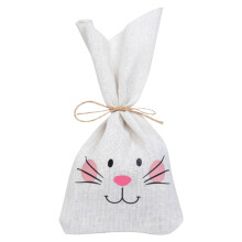 Sac à cordon en tissu motif lapin de Pâques – Sac à bonbons, 4,3 x 9