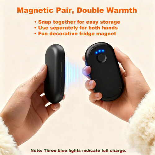 Oplaadbare handwarmers (2 stuks), USB-C, 3 warmtestanden. 2