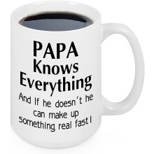 Papa Knows Everything keramische mok – wit, 473 ml