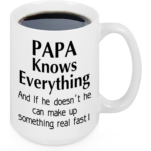 Κεραμική κούπα Papa Knows Everything – Λευκή, 16fl oz