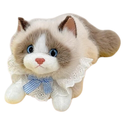 Λούτρινο παιχνίδι Ragdoll για γάτες σε καφέ ρεαλιστικό μέγεθος με μουσική