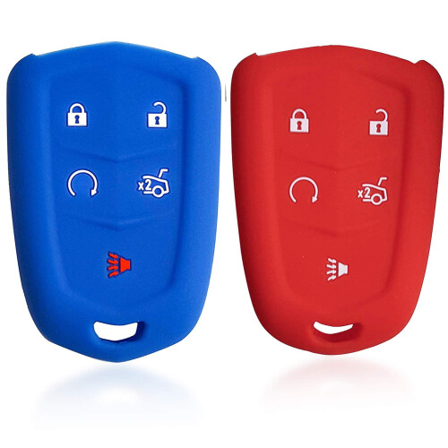 Cover in silicone per chiave Cadillac, 2 pezzi, rosso e blu