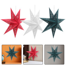 Set di 3 lanterne di carta decorative a forma di stella, pieghevoli.