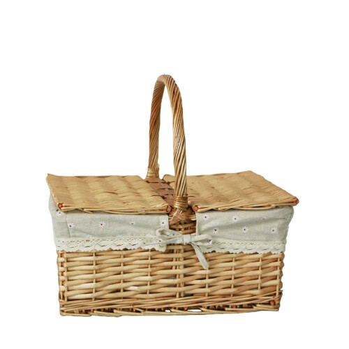 Picnic Basket, Handwoven Willow Easter Basket Empty Rectangular Rattan Serving Tray Container for Bread Food Egg Candy Style B 12 inch 1