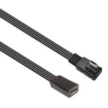 Cabo de extensão micro USB macho para fêmea em ângulo reto, plano