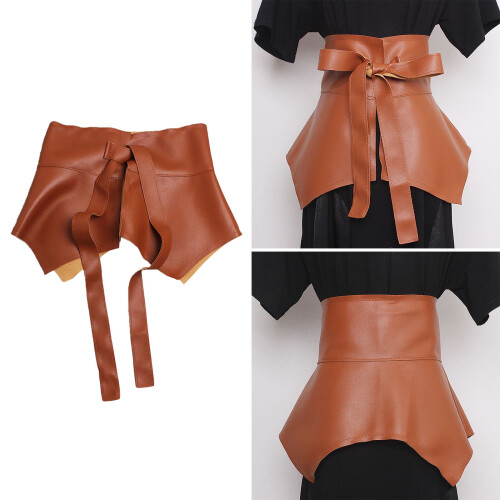 Ζώνη μέσης Peplum για γυναίκες – PU φαρδιά ζώνη μόδας 1