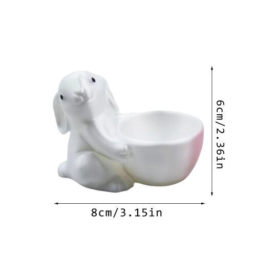 Easter Bunny Shaped Egg Holder (3D Printed) - Cute Egg Cup for Easter Brunch,Breakfast Table & Party Table Decor,White 2