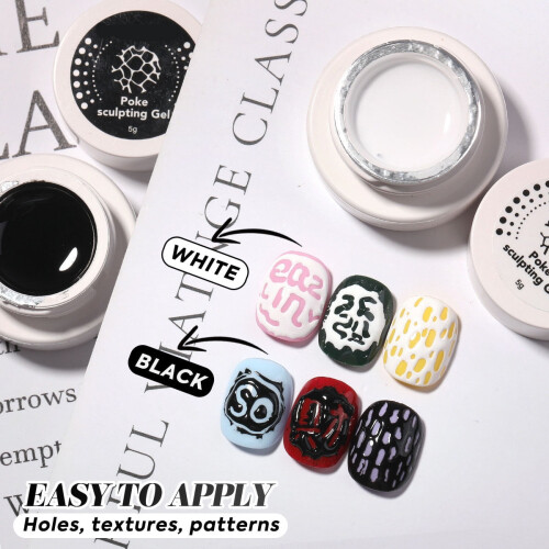 Dotting Nail Gel Set Black White Gold Silver Lace 2
