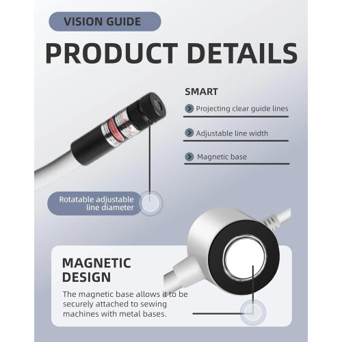 Luce magnetica per quilting per macchine da cucire, mirino e 2