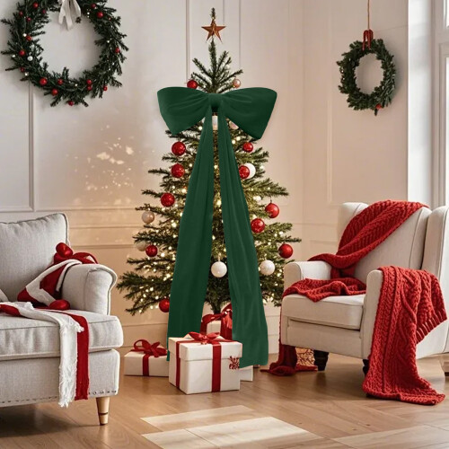 6 Ft Green Velvet Christmas Bow 2