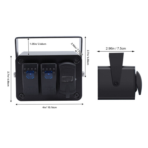 Boîte d'interrupteurs à bascule 2-Gang 12-24V DC 20A USB bleu 1