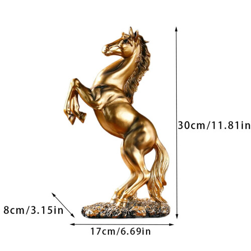 Statue de cheval debout, sculpture décorative dorée, 30 cm 1